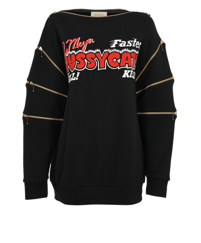 Gucci Zipper details Jumper, £210, Clothing, Black, Cotton, Front view