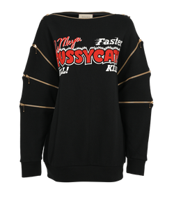 Gucci Zipper details Jumper, Cotton, Black, Sz S, 3*