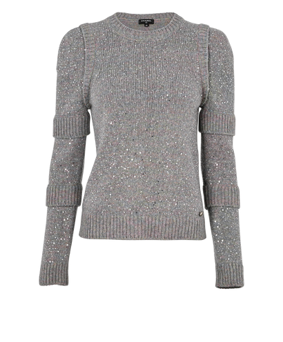 Chanel 17A Embellished Jumper, £750, Clothing, Grey, Wool, Front view