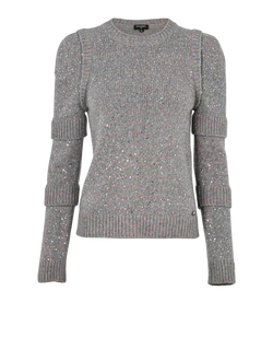 Chanel 17A Embellished Jumper, Wool, Grey, UK8, 2*