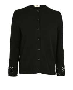 Fendi Perforated Cuffs Cardigan, Viscose/Poly, Black, UK 8, 3*