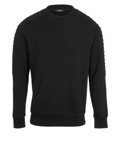 Balmain Embossed Logo Sweatshirt, &pound;250, Clothing, Black, Cotton, Front view