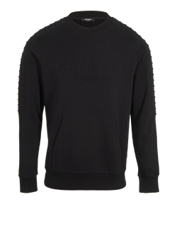 Balmain Embossed Logo Sweatshirt, Mens, Cotton, Black, Sz M, 3*