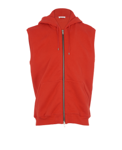 Saint Laurent Sleeveless Zip Hoodie, Mens,  Cotton, Orange, Sz XL, 3*