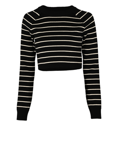 Saint Laurent Saint James Striped Cropped Jumper, £295, Clothing, Black/White, Wool, Front view