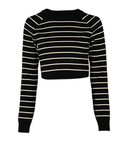 Saint Laurent Saint James Striped Cropped Jumper,Wool,Black/White,UK8,3*