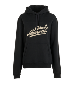 Saint Laurent Logo Hoodie, Black, Cotton, Sz M, 2*