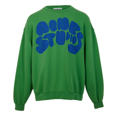 Acne Studio Bubble Logo Sweatshirt, &pound;210, Clothing, Green, Cotton, Front view