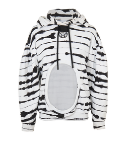 Burberry Cut Out Hoodie, Cotton, White/Blk, Sz S, 1*