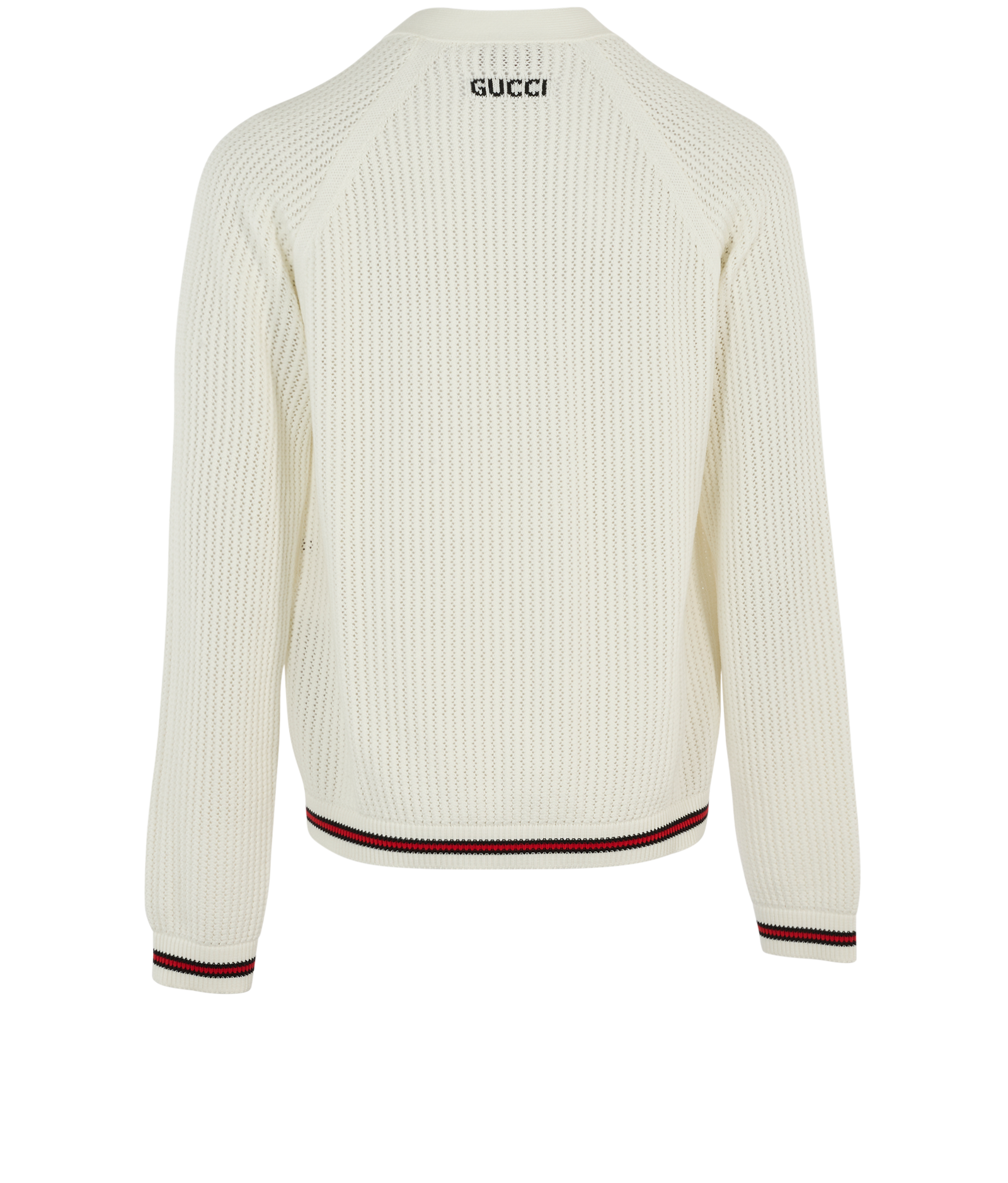 Gucci 2024 Web Trim Knit Cardigan, &pound;395, Clothing, White, Cotton, Back view