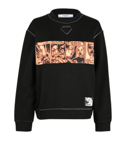 Prada Comic-Strip Print Jumper, Cotton/Ploy, Black, Sz M, 2*