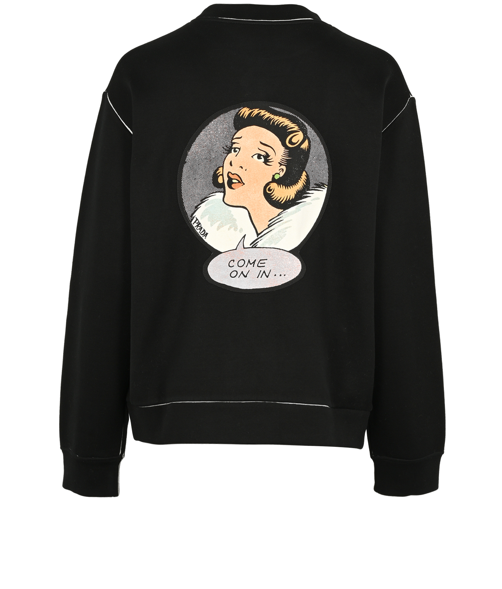 Prada Comic-Strip Print Jumper, &pound;175, Clothing, Black, Cotton/Polyester (Polymer), Back view