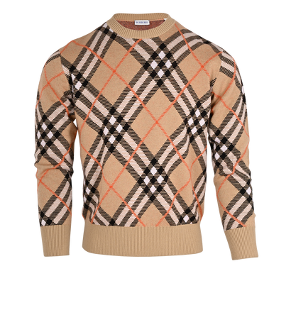 Burberry Check Jumper, &pound;350, Clothing, Beige, Mohair/Polyester Mix/Wool, Front view