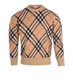 Burberry Check Jumper,  Mens, Wool/Mohair/Poly, Beige, Sz S, 3*