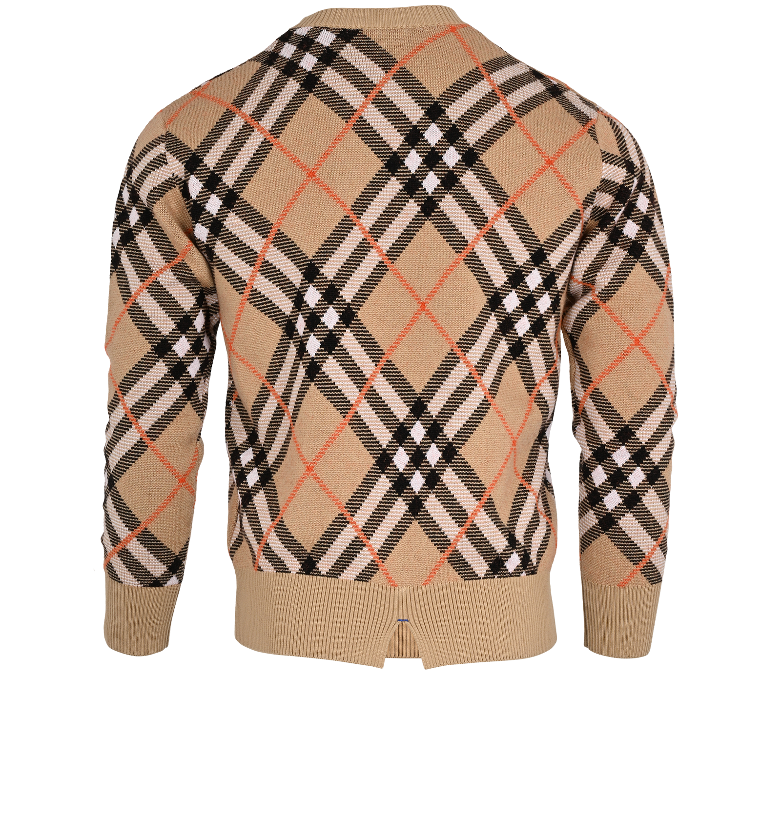 Burberry Check Jumper, &pound;350, Clothing, Beige, Mohair/Polyester Mix/Wool, Back view