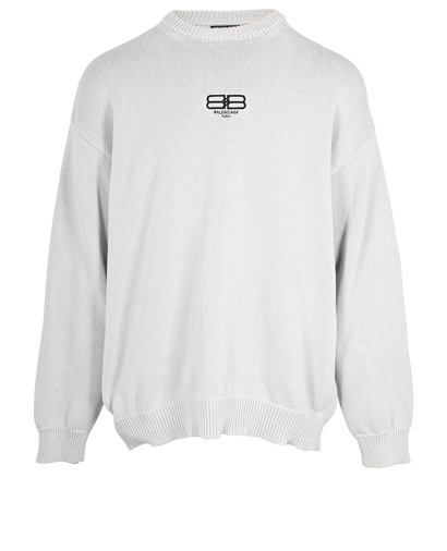 Balenciaga Double D Knit Crewneck, &pound;220, Clothing, Grey, Cotton, Front view