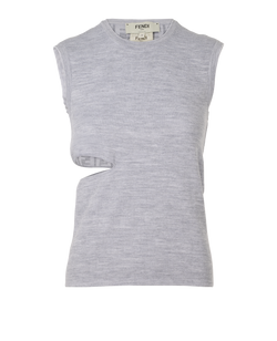Fendi Sleeveless Knitted Top, Wool, Grey, UK6, 3*