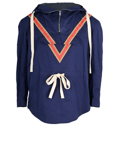 Stella McCartney V-Stripe Half-Zip Hoodie, &pound;130, Clothing, Blue, Cotton/Linen, Front view