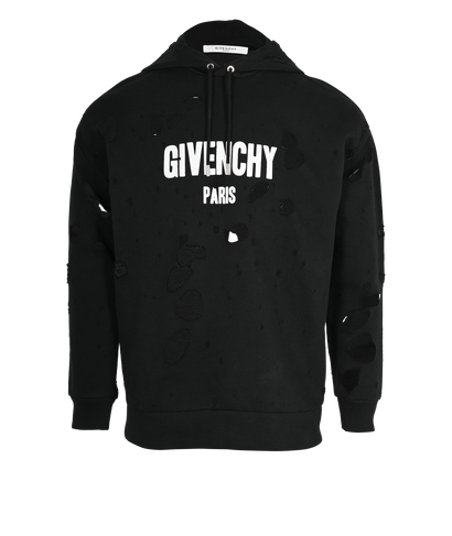 Givenchy Distressed Hoodie, &pound;220, Clothing, Black, Cotton, Front view