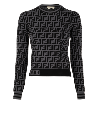 Fend FF Stretchy Jumper, &pound;375, Clothing, Black/Grey, Viscose, Front view
