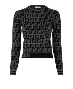 Fend FF Stretchy Jumper, Viscose, Black/Grey, UK4, 2*