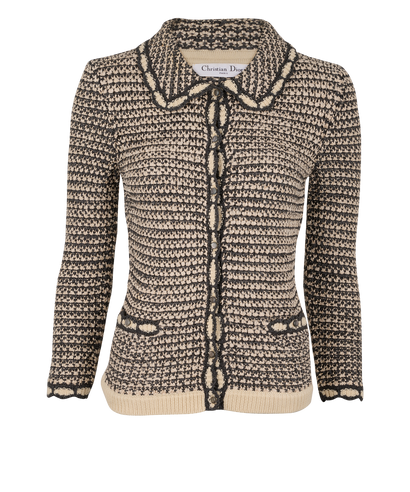 Christian Dior Crochet Cardigan, &pound;295, Clothing, Cream, Silk, Front view