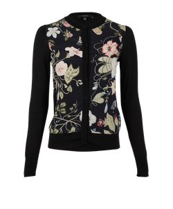 Gucci Floral Cardigan, Silk, Black/Multi, Sz XXS, 3*