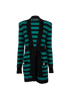 Balmain Sequin Striped Cardigan, &pound;320, Clothing, Black/Green, Viscose, Front view