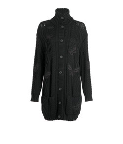 Valentino Long Knit Cardigan, Wool, Black, Sz S, 3*