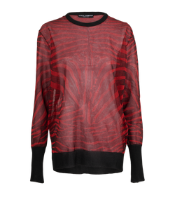 Dolce & Gabbana Semi Sheer Jumper,  Polyester, Black/Red, UK10, 2*