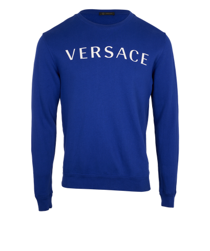 Versace Crewneck Sweater, &pound;150, Clothing, Blue, Cotton, Front view
