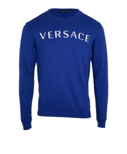 Versace Crewneck Sweater, Mens, Cotton, Blue, Sz M, 2*