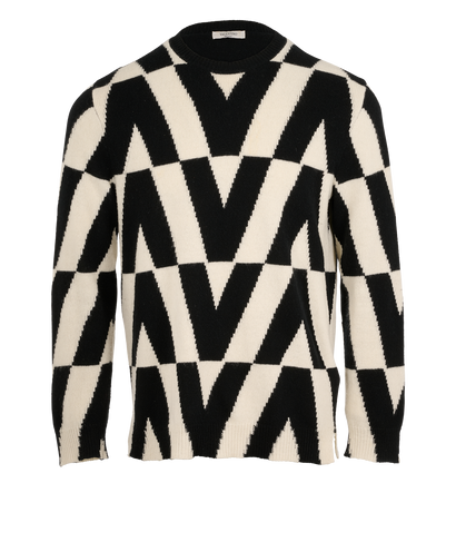 Valentino Crewneck Sweater, &pound;250, Clothing, Black/White, Cashmere, Front view