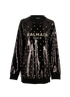 Balmain Crystal Embellished Jumper, &pound;395, Clothing, Black, Crystal/Sequins, Front view