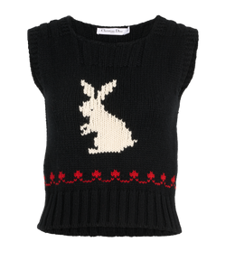 Christian Dior Dioramour Rabbit Vest, Cashmere/Wool, Black, UK 8, 3*
