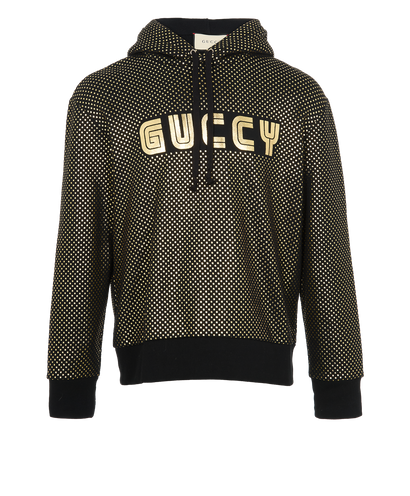 Gucci GUCCY & Star Print Hoodie, &pound;350, Clothing, Black, Cotton, Front view