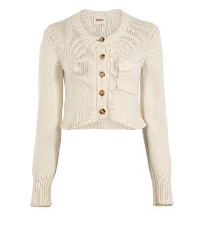 Khaite Lavan Cropped Cardigan, &pound;420, Clothing, Cream, Cashmere, Front view
