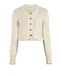 Khaite Lavan Cropped Cardigan, Cashmere, Cream, Sz XS, 3*