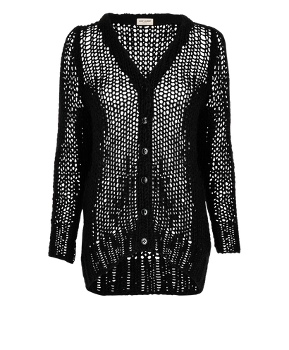 Sainr Laurent Loose Knit Oversized Cardigan, &pound;240, Clothing, Black, Mohair/Wool, Front view