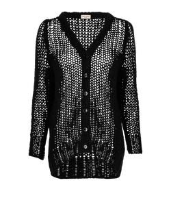 Sainr Laurent Loose Knit Oversized Cardigan, Wool/Mohair, Black, Sz XS, 3*