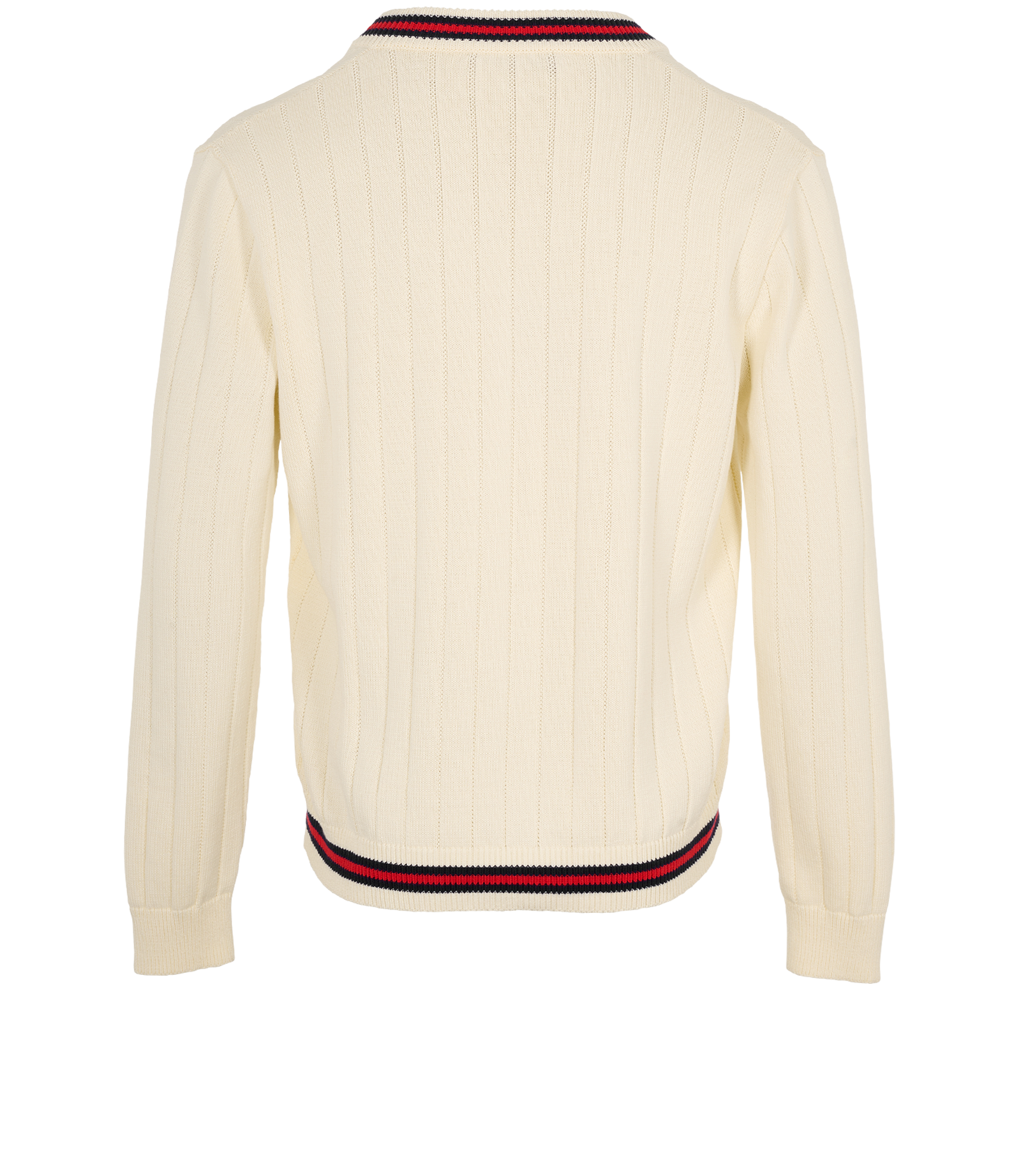 Gucci V Neck Jumper, &pound;375, Clothing, Cream, Cotton, Back view