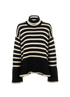 Toteme Stripe Oversize Roll Neck Jumper, &pound;140, Clothing, Black/Cream, Wool, Front view