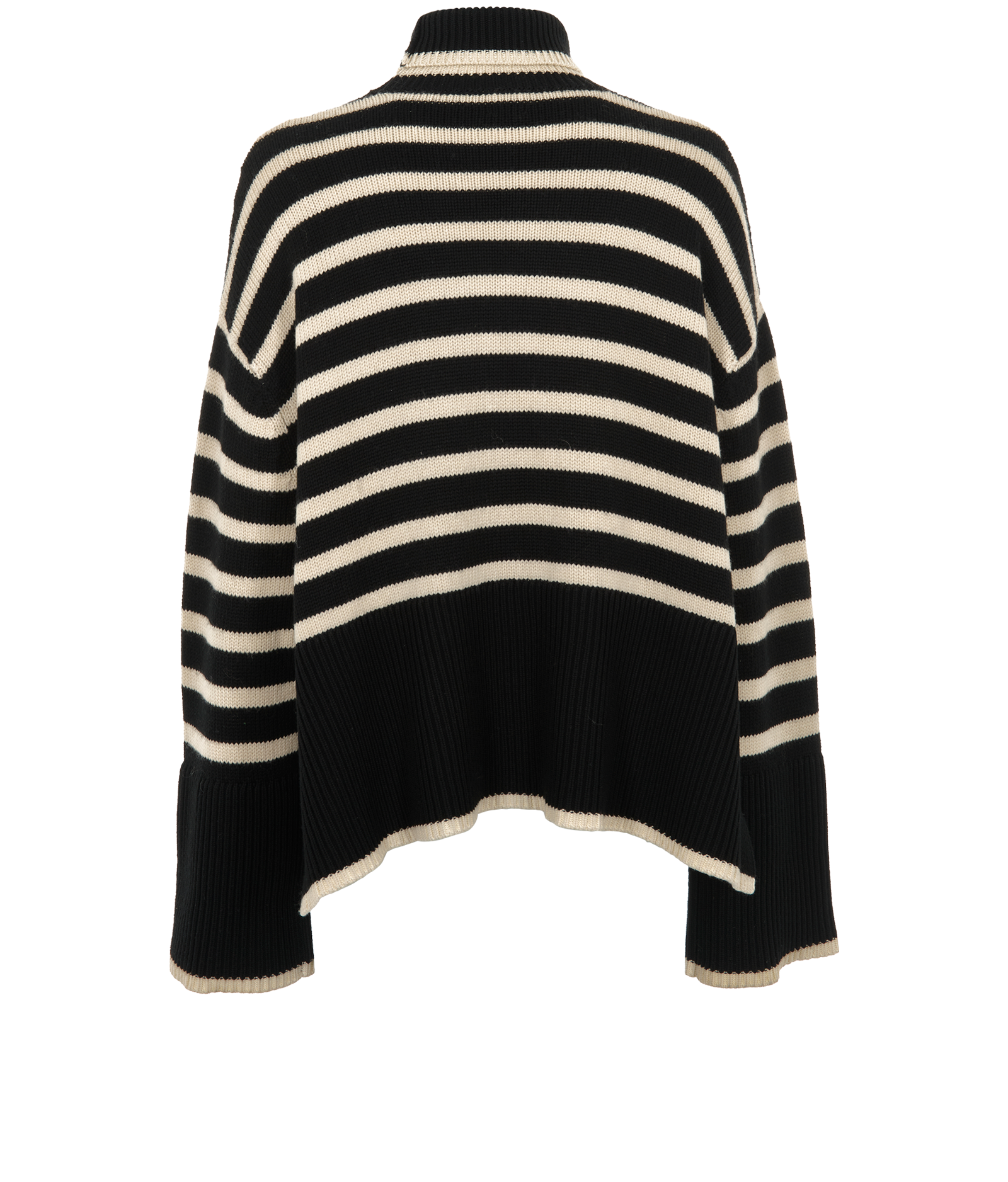 Toteme Stripe Oversize Roll Neck Jumper, &pound;140, Clothing, Black/Cream, Wool, Back view