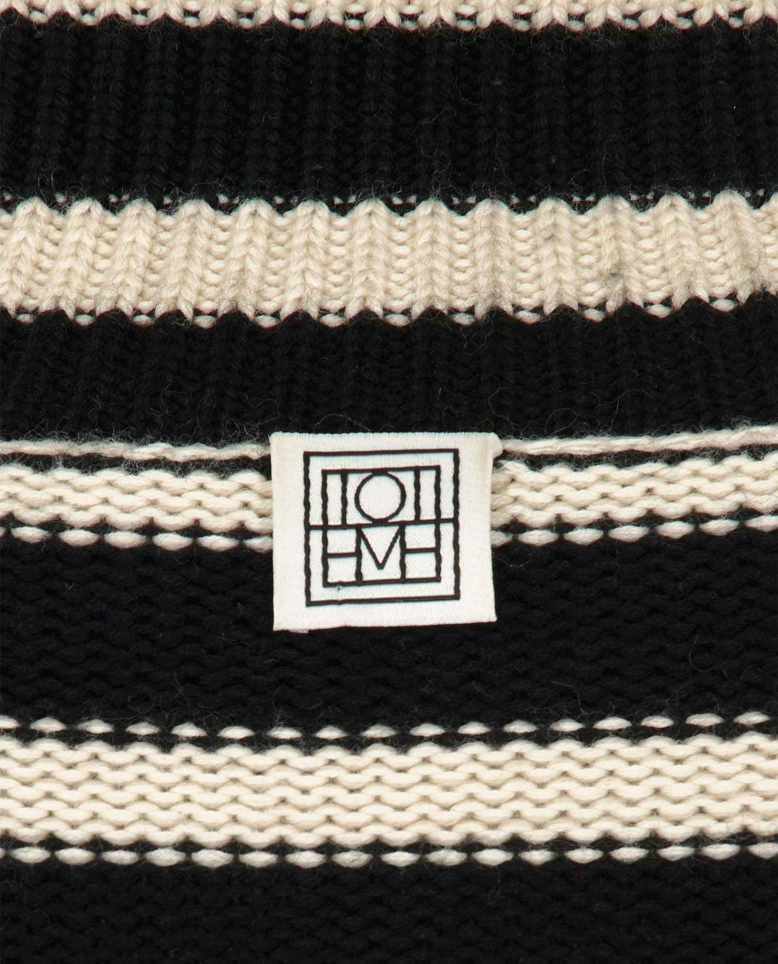 Toteme Stripe Oversize Roll Neck Jumper, &pound;140, Clothing, Black/Cream, Wool, Other view