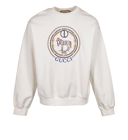 Gucci Horse Print Sweatshirt, &pound;295, Clothing, Cream, Cotton, Front view