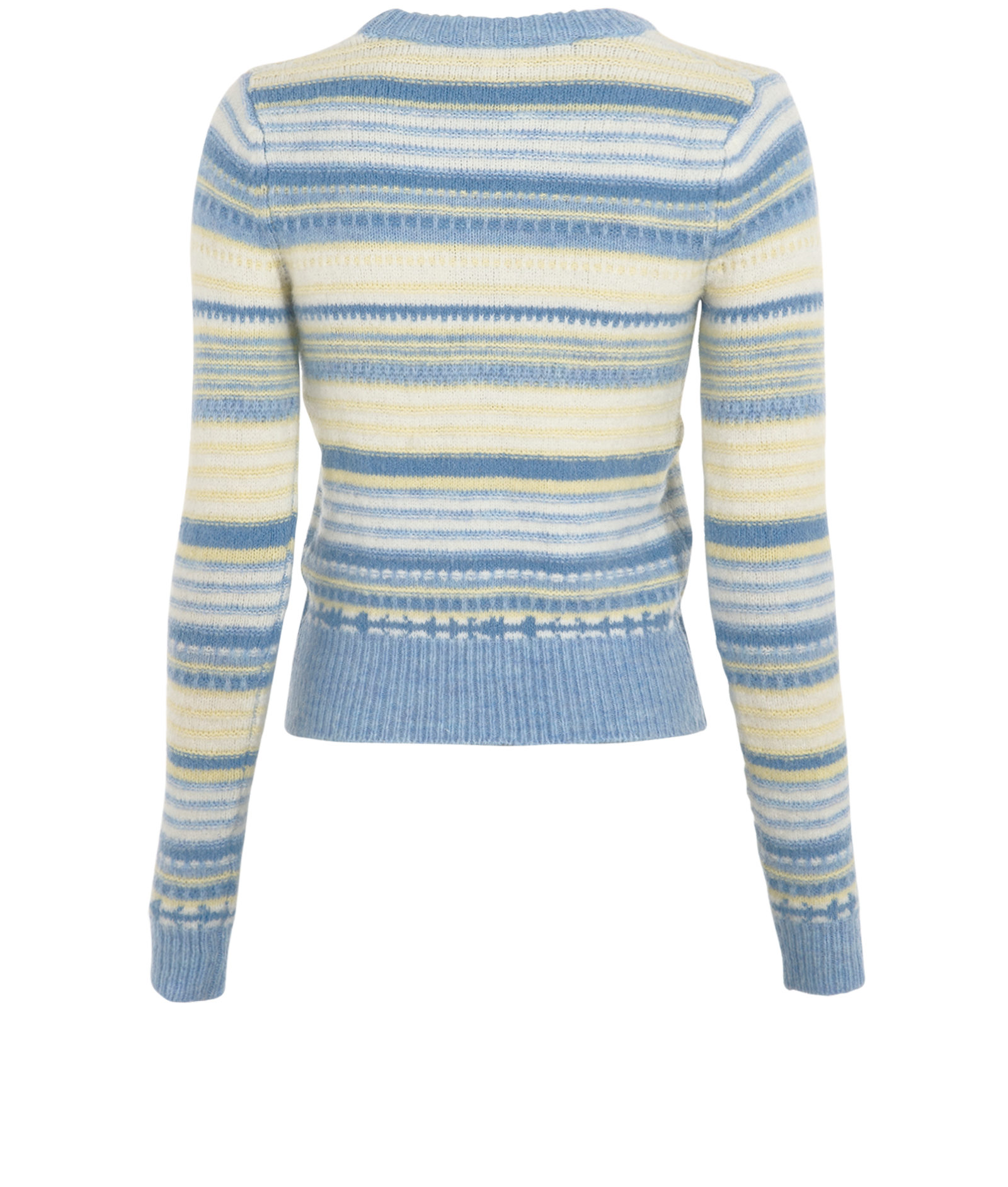 Ganni Soft Stripe Cardigan, &pound;110, Clothing, Blue/White, Wool, Back view