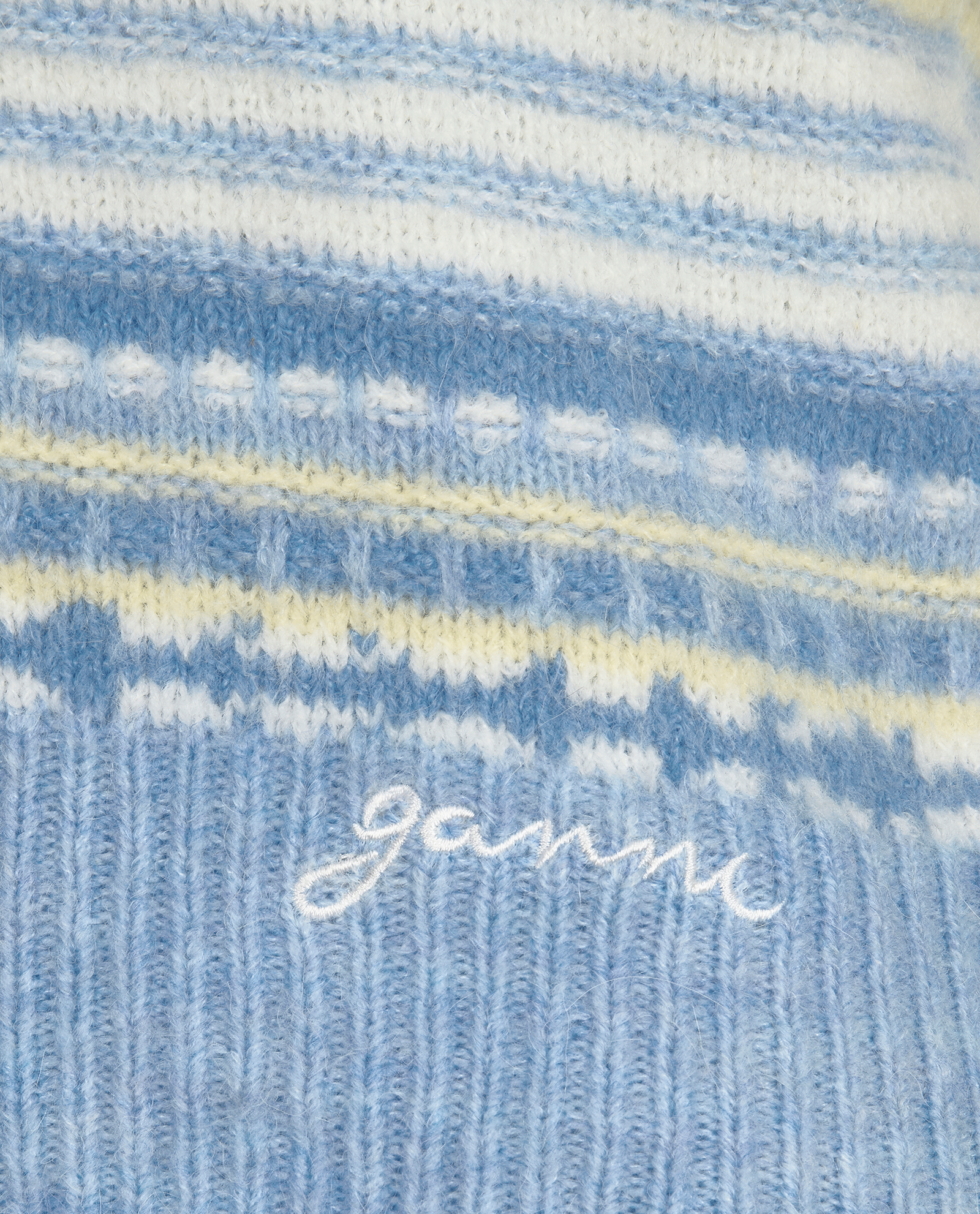 Ganni Soft Stripe Cardigan, &pound;110, Clothing, Blue/White, Wool, Other view