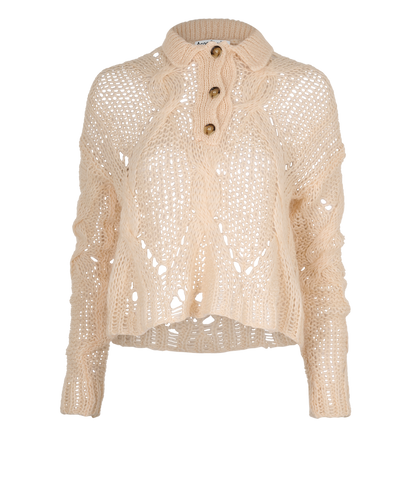 Acne Studios Cable-Knit Polo Jumper, &pound;120, Clothing, Cream, Wool, Front view