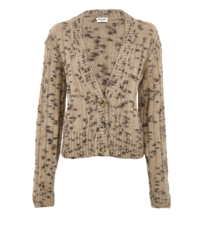 Saint Laurent Cable-Knit Cardigan, &pound;320, Clothing, Beige, Mohair/Wool, Front view