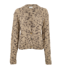 Saint Laurent Cable-Knit Cardigan, Mohair/Wool, Beige, Sz L, 3*